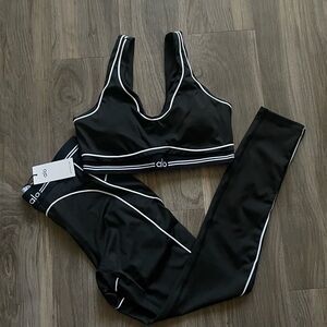 Alo Black Sports Bra and Leggings Set